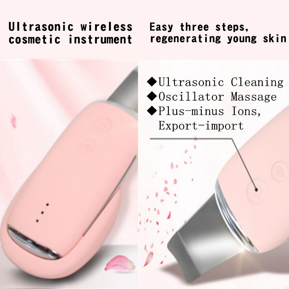 Wireless Charging Ultrasonic Facial Skin Scrubber Deep Face Cleaning Peeling Shovel Beauty Skin Care Device Facial Pore Cleaner